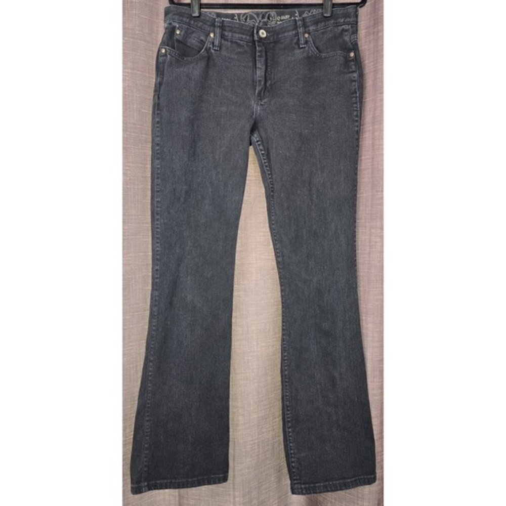 Wrangler Q-Baby Womens Jeans 13/14 x 34 Black Bootcut Dark Wash Denim Cowgirl